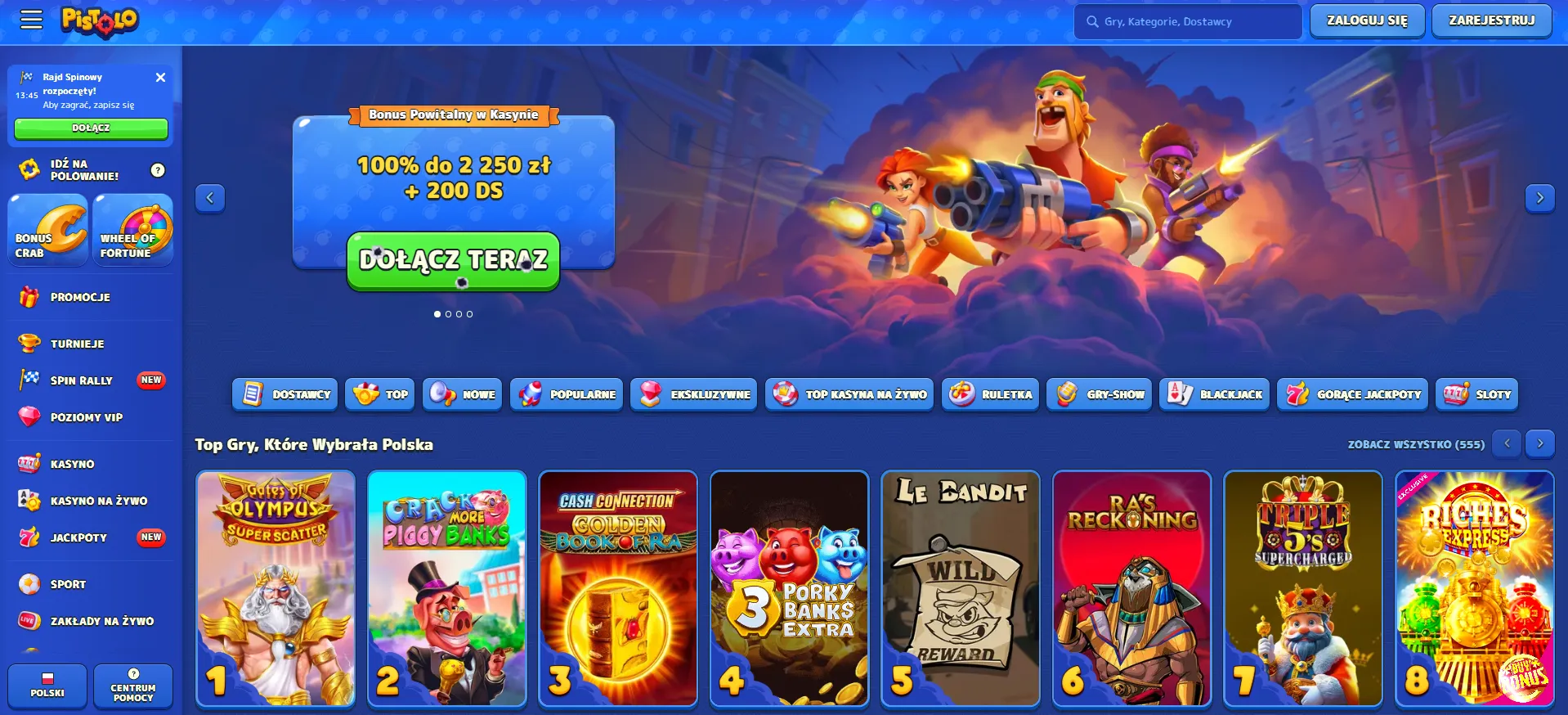 Pistolo – zostań mistrzem z 2 250 zł + 200 FS + 1 Bonus Crab